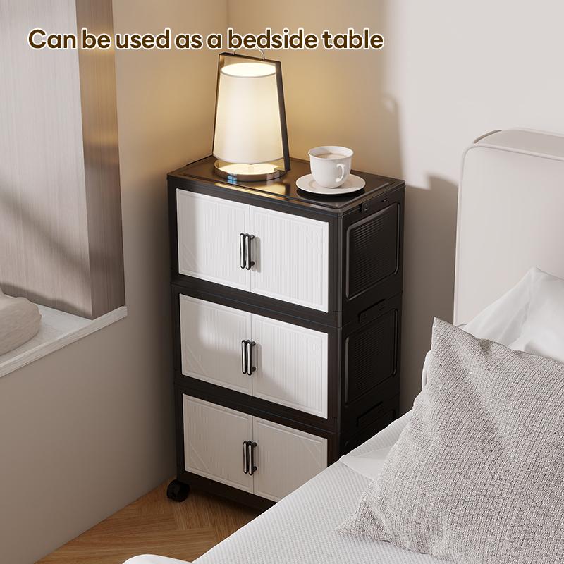 36cm*25cm/46cm*28cm 2-6 Layer Storage Cabinet, Plastic Home Organizer, Durable Living Room Shelf, Mobile with Wheels, Easy Assembly