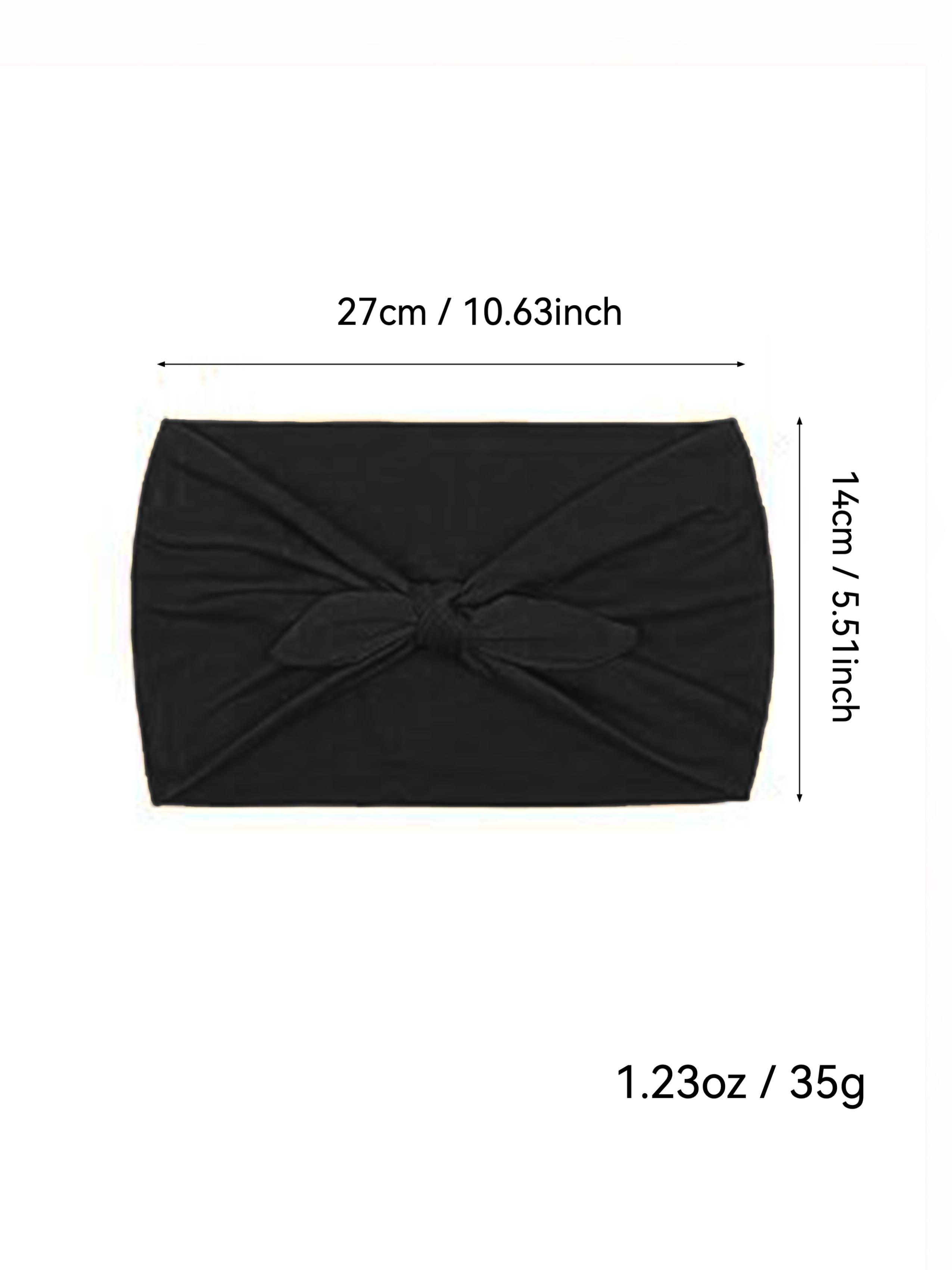 Women's Wide Bowknot Headband Set, Ribbed Elastic Turban Wraps in Solid Colors, Non-Slip Fashion Accessory for Yoga & Workout, Black Headband, Stretchy Headbands