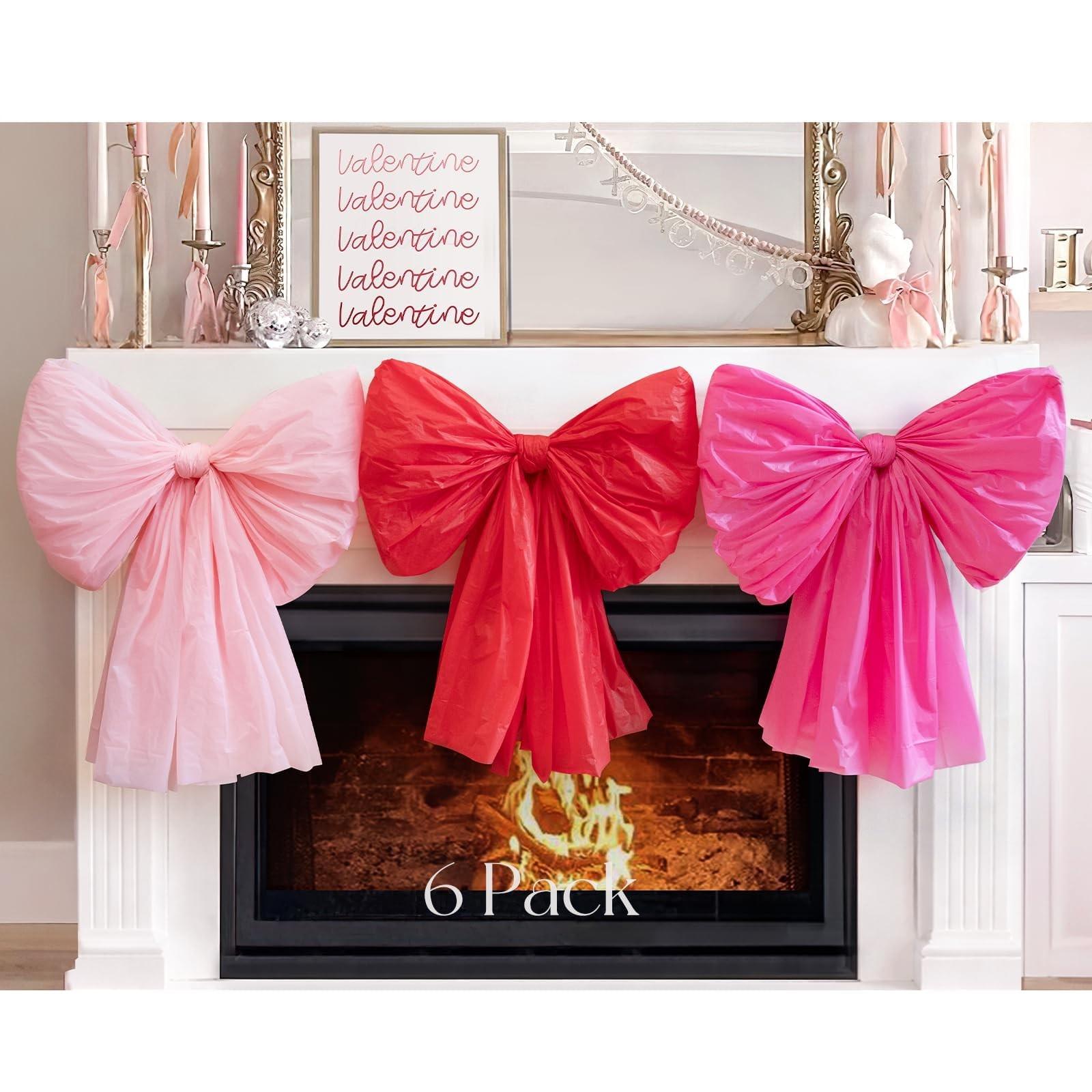 Valentine's Day DIY Decoration Set, Giant Wall Bow Decorations, Hanging Butterfly Knots for Home, Bedroom, Kitchen, Party, Office, Home Decor Ornaments