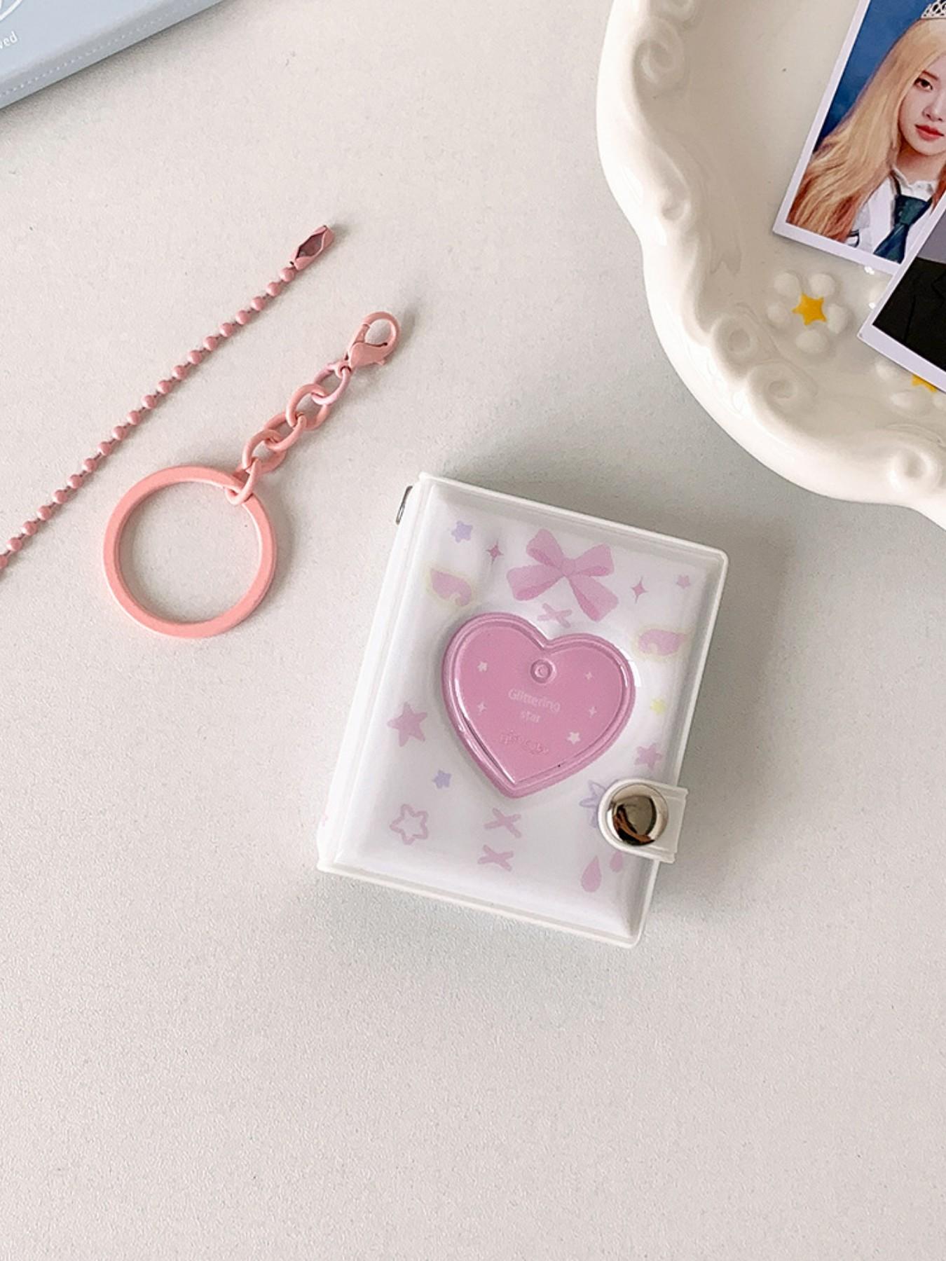 Mini 2 Inch Photo Album Keychain Holder, Holds 32 Photos, Heart Design, Perfect for Friends and Girls, Ideal Gift for Besties