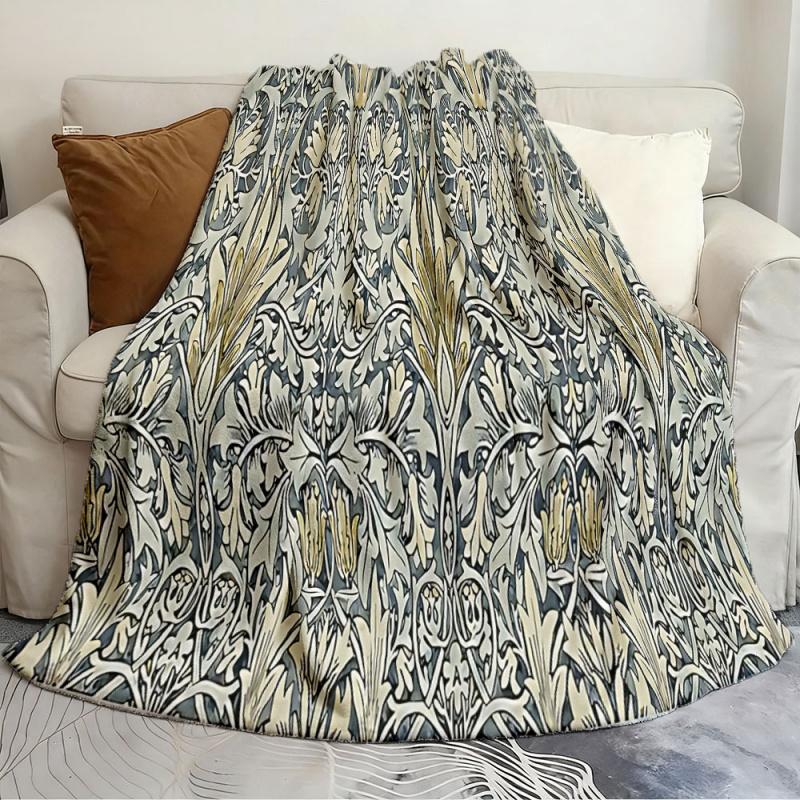 Cute and Practical Blanket William Morris Snakeshead pattern Breathable blanket Soft and cozy flannel blanket for home and travel bedding birthday gift