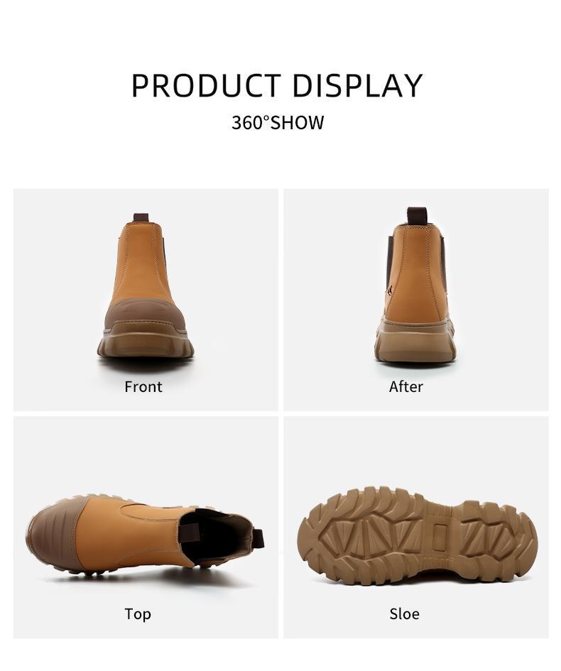 Brown Steel Toe Safety Shoes Unisex, Lightweight Anti Slip Work Shoes, Splash Resistant, Smash Proof and Puncture Proof for Kitchen, Restaurant and Food Service Work
