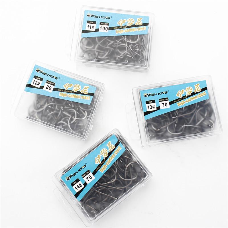FTK Ise-ni Fishing Hooks, 100pcs box, flattened shank, barbless, for carp fishing, black