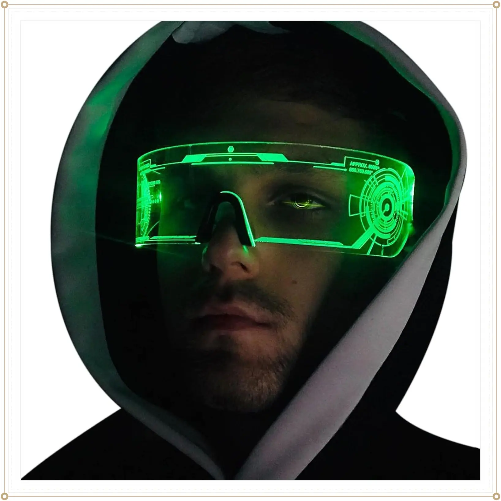 LED Light Up Glasses, LED Visor, Luminous, Cyberpunk Futuristic Cosplay Glasses for AdultsGift