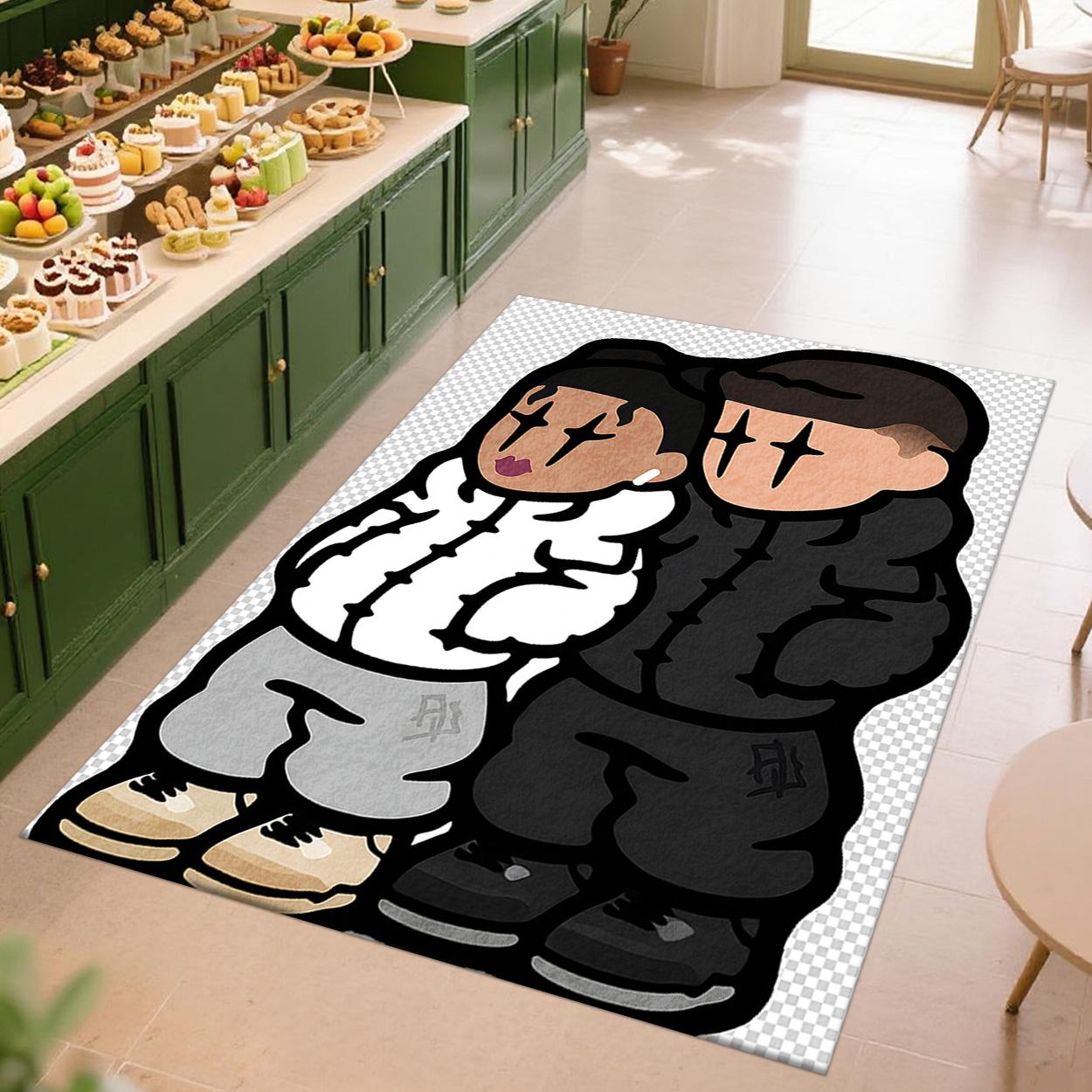 Irregular Printed Rug Velvet soft and comfortable patterned printed carpet, suitable for multiple scenarios, available in various sizes, soft and non-shedding Decorative Rug