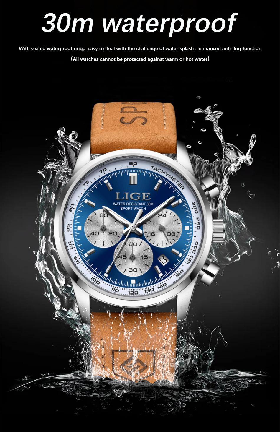 Sports waterproof watch Fashion quartz watch Panda eye men's watch