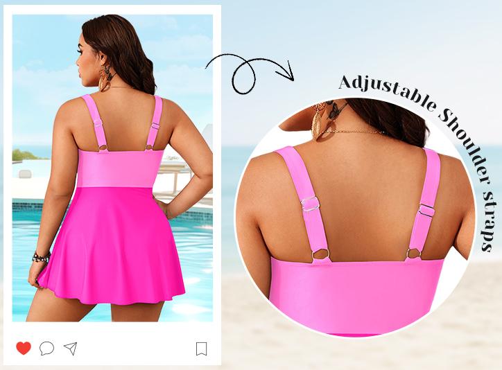 Aqua Eve Plus Size Swim Dress - Two Piece Tankini Swimsuit Tummy Control Bathing Suit with Shorts