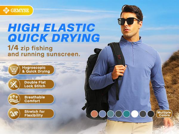 GEMYSE Men's Quarter Zip shirts UPF 50+ Long Sleeve Quick Dry Pullover Lightweight Tops for Hiking Workout Athletic plain Clothing GEMYSE Men's Quarter Zip shirts UPF 50+ Long Sleeve Quick Dry Pullover Lightweight Tops for Hiking Workout Athletic plain Clothing
