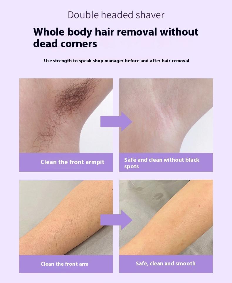 3D Floating Blade Electric Hair Remover & Bikini Trimmer for Women - Wet/Dry Use Body Legs Underarms - Dual Head Rechargeable Travel Size portable