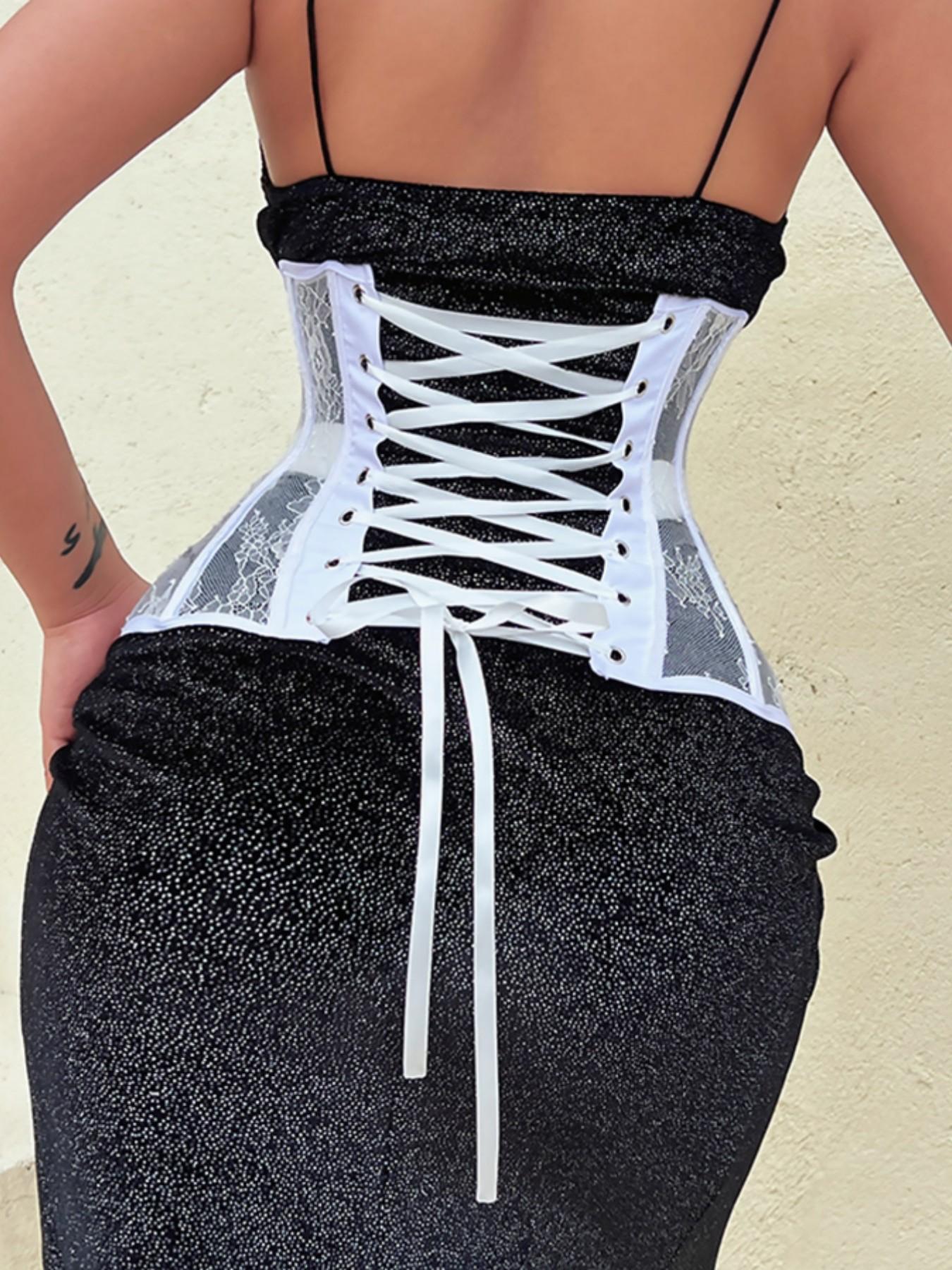 1 Count Women's Elegant White Lace Waist Cincher, Floral Embroidery & Smooth Satin Trim Shapewear Belts, Curved Hourglass Silhouette Design Girdle, Secure Front Button Closure Corset, Comfortable Slimming Girdle, Suitable For Daily & Outing