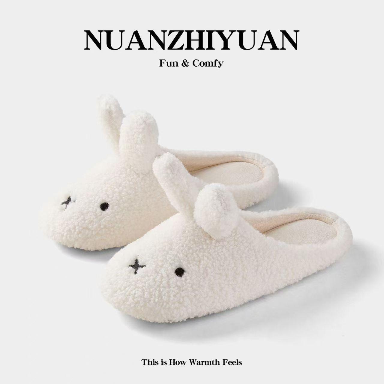 Miffy Winter Comfort Warm Cartoon Cute Anti Slip Slippers Kawaii Plush Cotton Slippers for Women Gift Toy