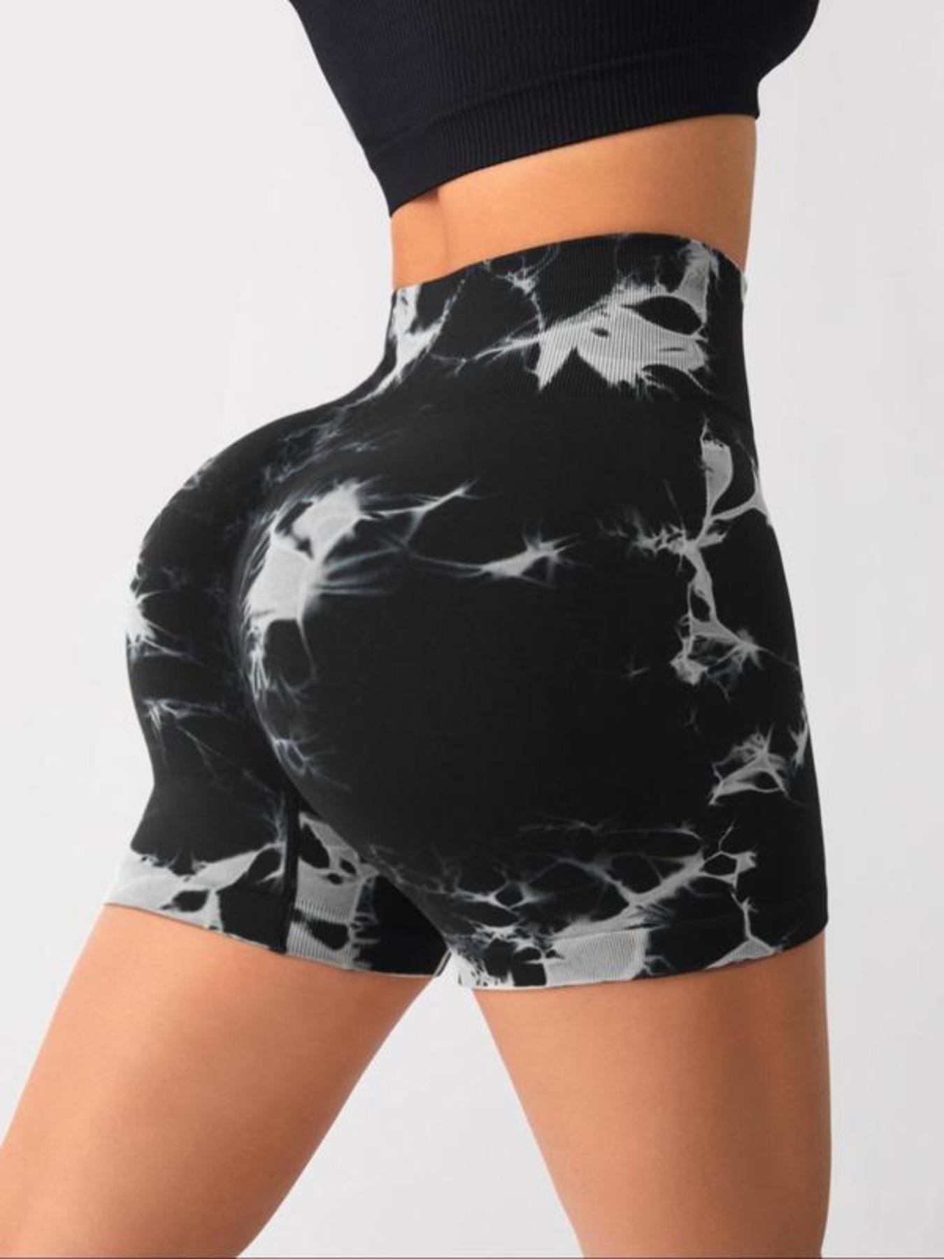 Women's Tie Dye Print High Waist Sports Shorts, Breathable Comfortable Skinny Athletic Shorts for Gym Workout Running, Ladies Sportswear Activewear for All Seasons, Athletic Bottoms