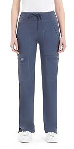 Yoga Scrub Pants for Women - 4-Way Stretch Fabric with 5 Pockets, Mid Rise Flared Leg Work Pants Featuring a Cargo Pocket SpringStatements
