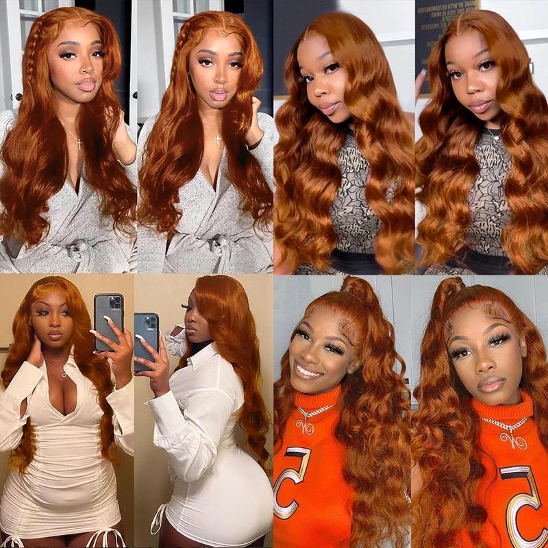 Bling Hair Body Wave 9x6 Glueless Wig Reddish Brown Ginger Colored #33 Preplucked Remy Brazilian 7x5 Lace Closure Wigs HD Lace No Tangling No Shedding 180 Density Wig