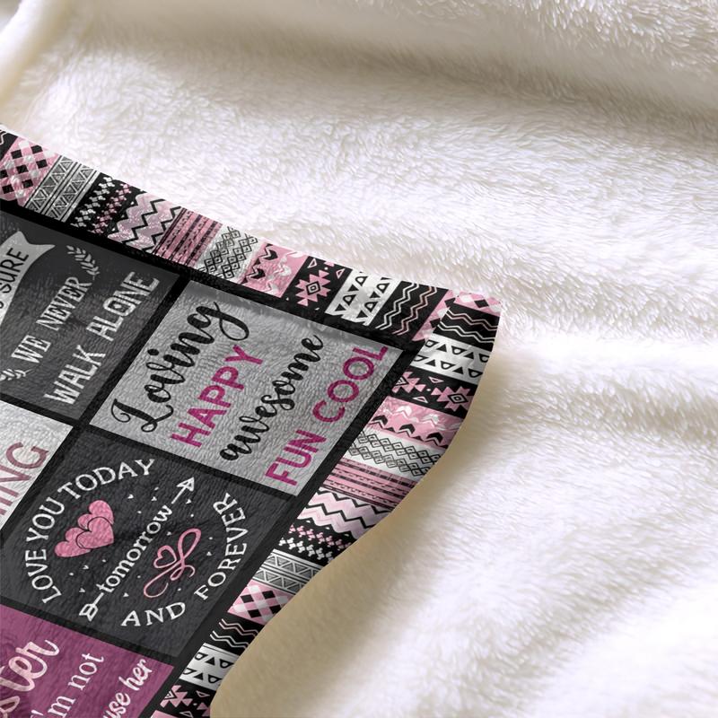 Letter Pattern Blanket with Storage Bag, 1 Count Soft Comfortable Throw Blanket, Warm Napping Blanket for Home Office Travel Camping