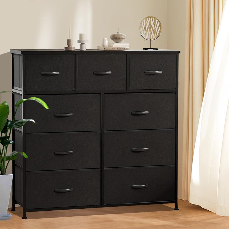 9 Drawer Dresser for Bedroom, Fabric Tall Dressers & Chests of Drawers, Organizer Storage Tower for Bedroom, Living Room, Hallway, Closet, Girls, Bedroom Furniture, Dresser Cabinet, Storage Shelf