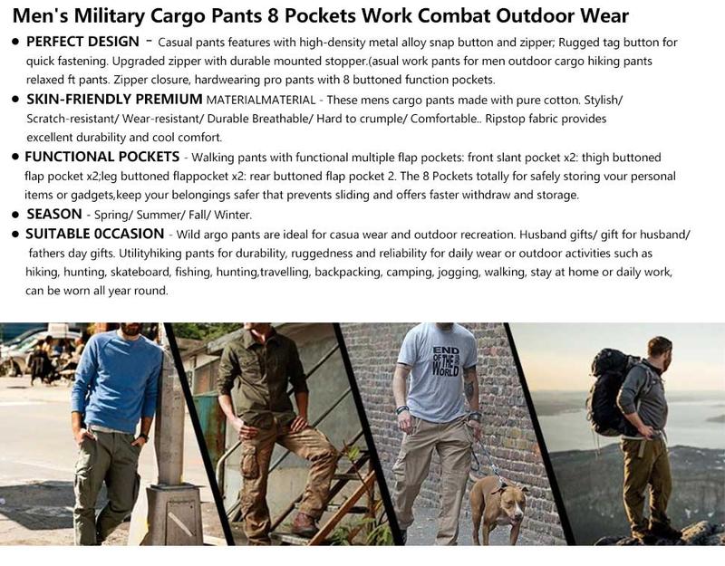 AKARMY Men's Casual Cargo Pants Military Army Camo Pants Combat Work Pants with 8 Pockets 3357-heise (No Belt) Fathersdaygift Tactical Uniform