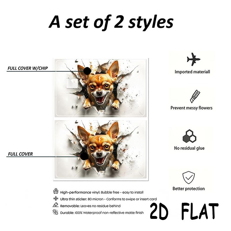 2-Pack Dog Pattern Credit Card Stickers, Ultra-Thin Waterproof Scratch-Resistant, Personalized Bank Card Decorative Stickers, Durable Waterproof Stickers
