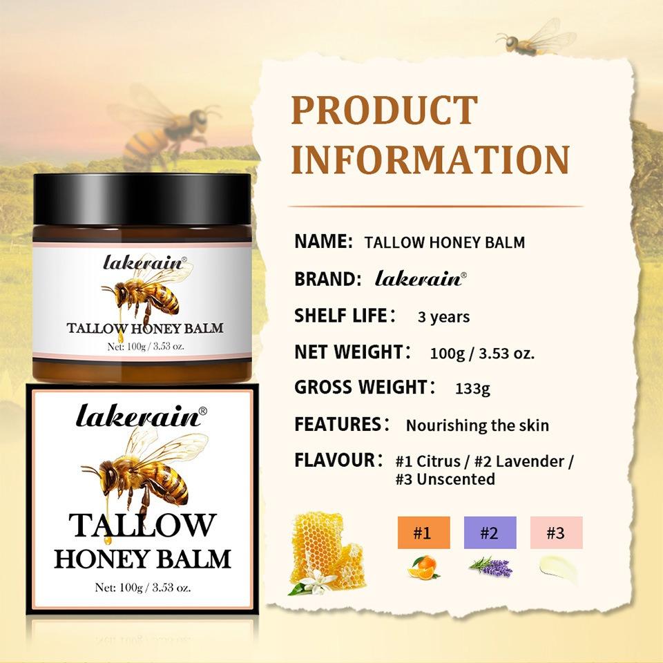Beef Tallow & Honey Balm Cream, All-Natural Moisturizer Hydrates and Nourishes the Skin, Grass-fed Beef Tallow Honey Balm blend Nourishing Moisturizer for Face, Body & Hands.
