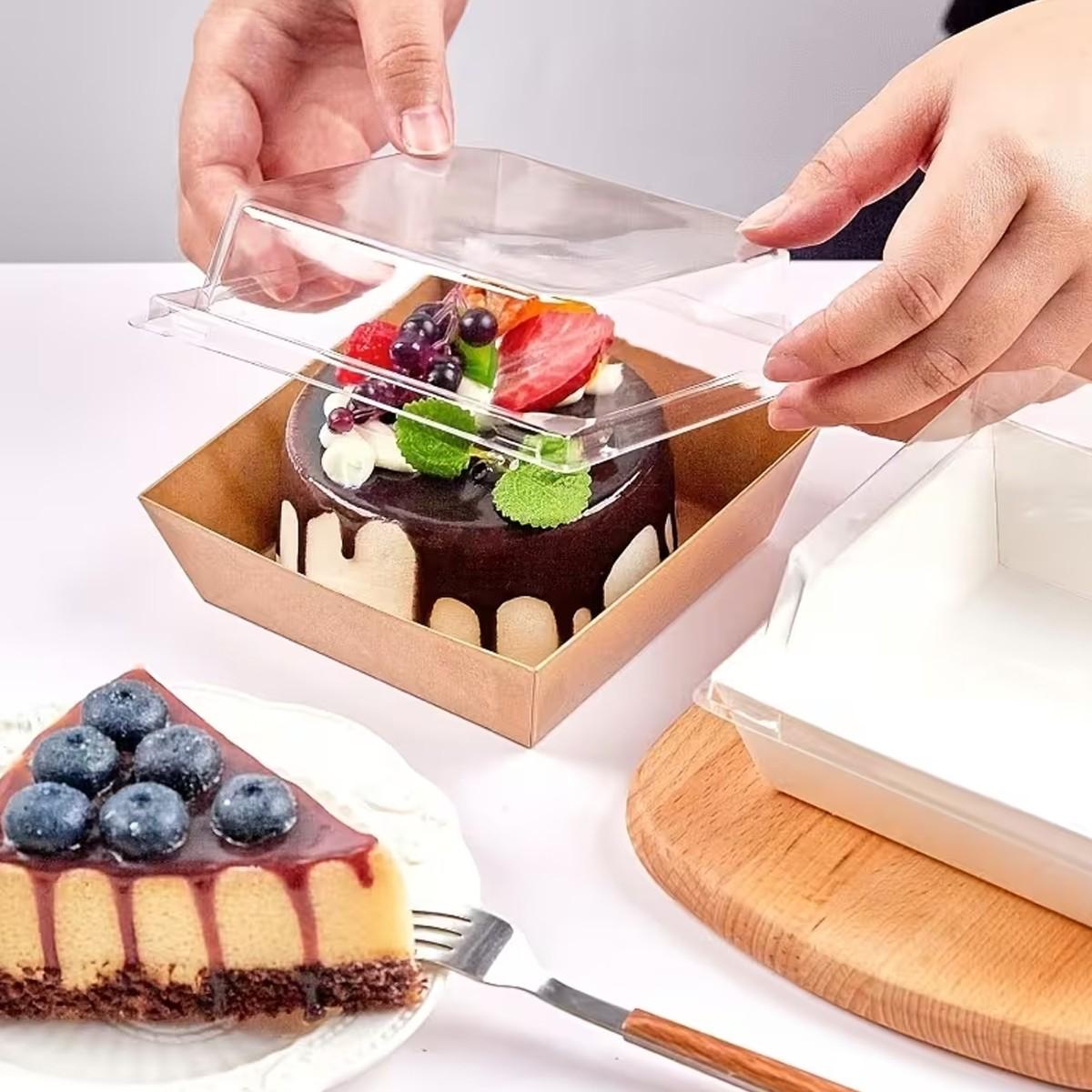 10/30/50pc transparent lid rectangular Premium cake box, disposable container, pastry container, takeout packaging box, Bakeware, suitable for sandwiches, desserts, pastries and light meals, especially suitable for festivals, parties