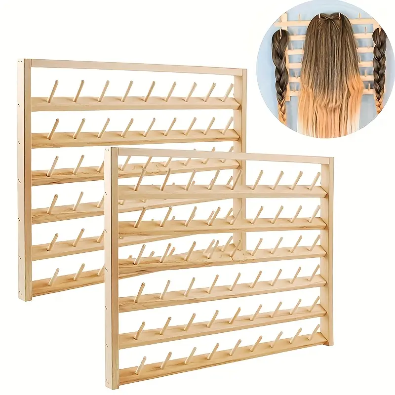 2pcs Wig Holder For Multiple Wigs, Upgraded Wall Mounted Wig Holder, Wig Head Holder For Wig Display And Storage, Durable Wig Hanger Organizer, Role-playing, Hat, Wooden