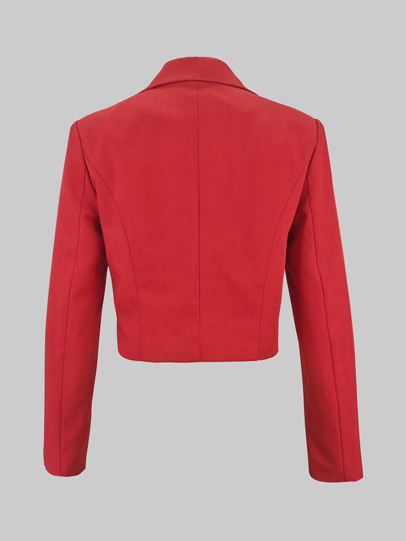 Women's Long Sleeve Slim Fit Solid Color Notched Collar Short Blazer Jacket, Stylish Formal Office Wear, Perfect for Business Casual（Only Jacket）