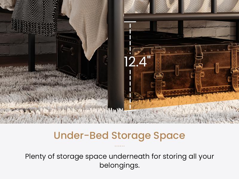 SHA CERLIN Metal Platform Bed Frame with Victorian Style Wrought Iron-Art Headboard【Frame Only No Mattress】Footboard, No Box Spring Required, Black#ChristmasGifts#TikTokShopBlackFriday