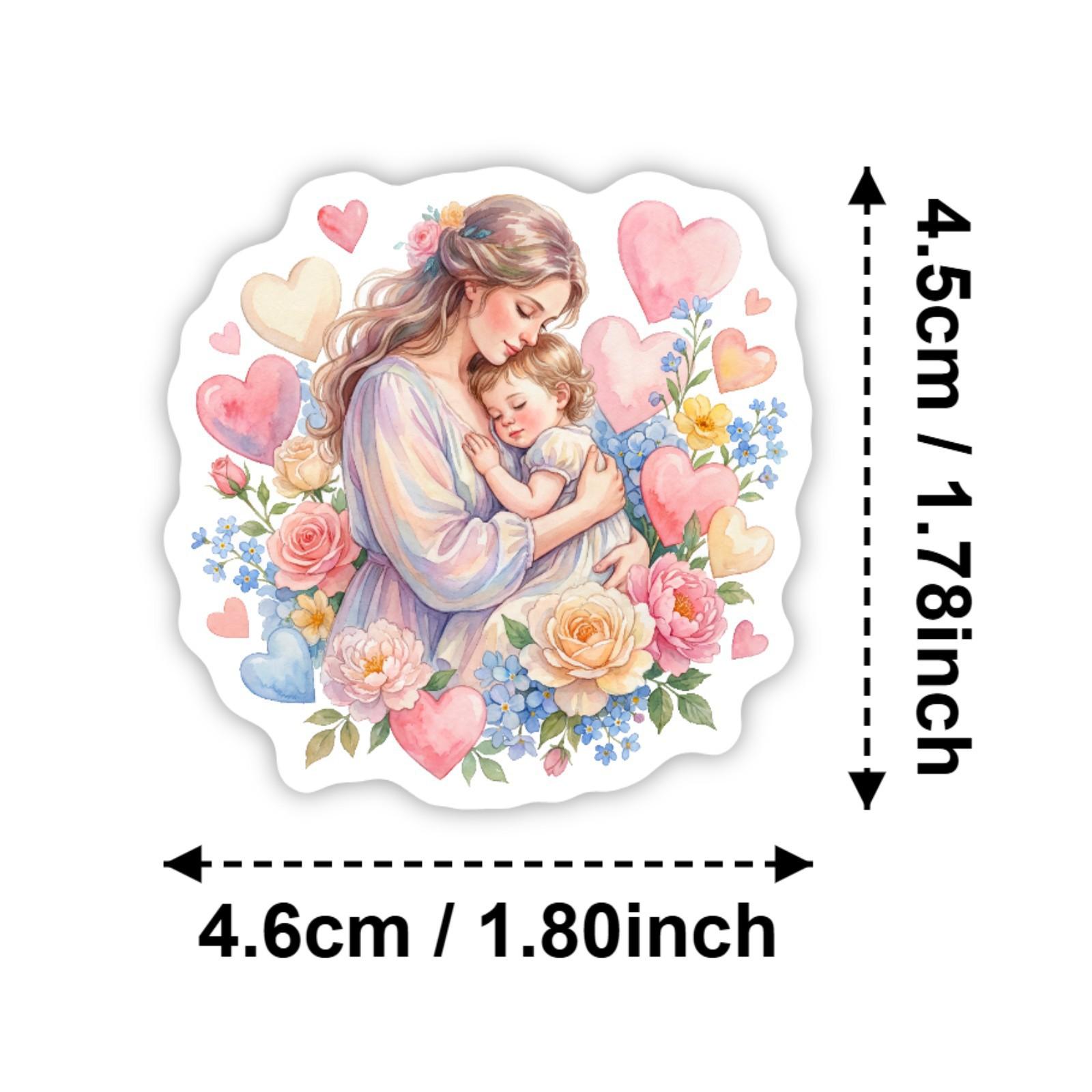 New watercolor Mother's Day floral stickers with motherly love theme, 50 sheets Ins-style gift packaging decoration stickers