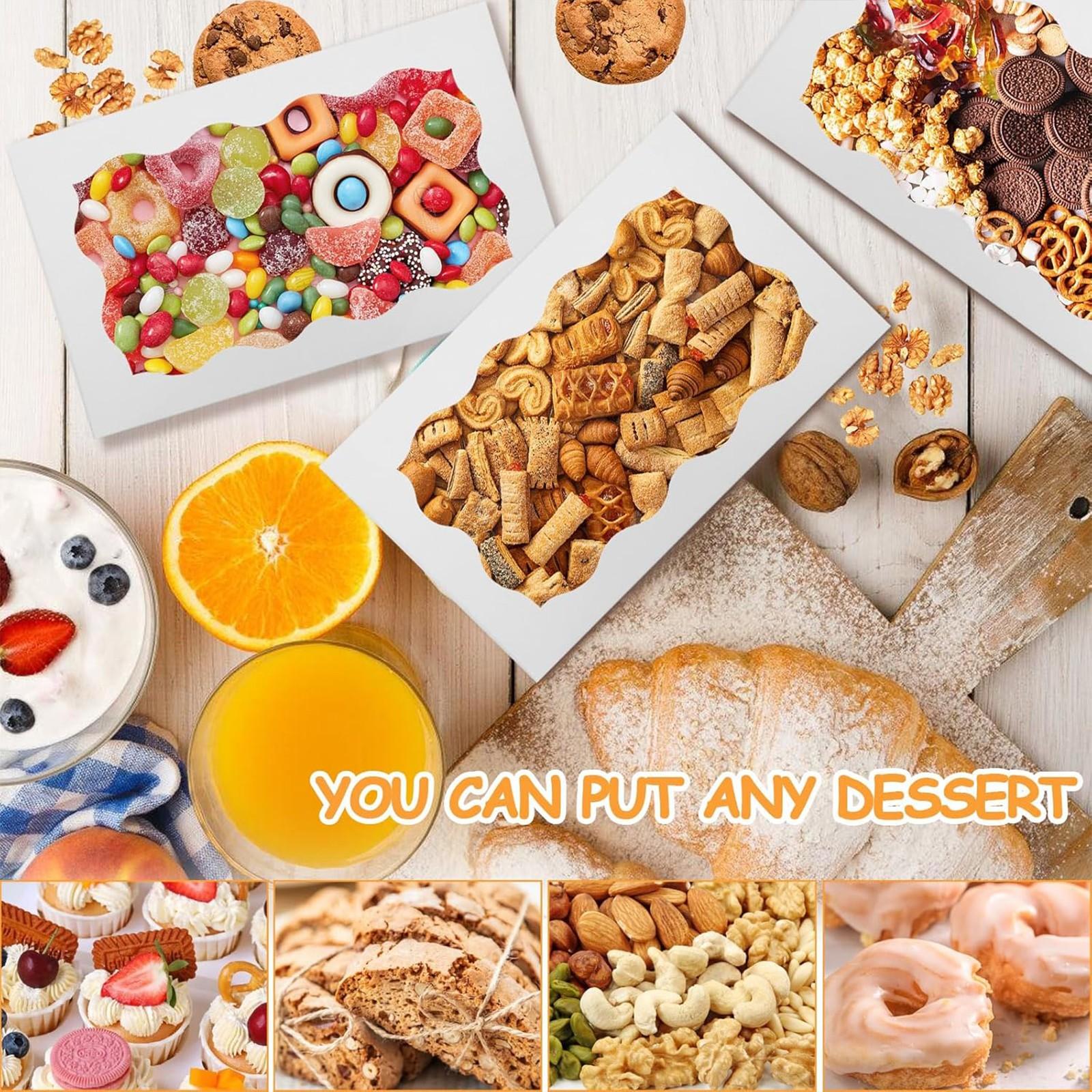 White Cookie Boxwith Window 7.09x4.9x1.75 Inch TwoUses Pastry Biscuit Bakery Box ForPackaging Bakeware