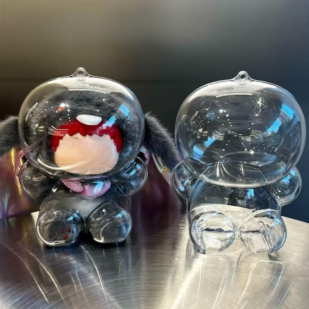 Fox and Bunny Blind Box Display Case - Clear PVC Dust-Proof Protective Box for Plushies & Figures, Cute Elf Collection Organizer, Desktop Decor for Kids & Adults, Compatible with WAKUKU (Box Only)