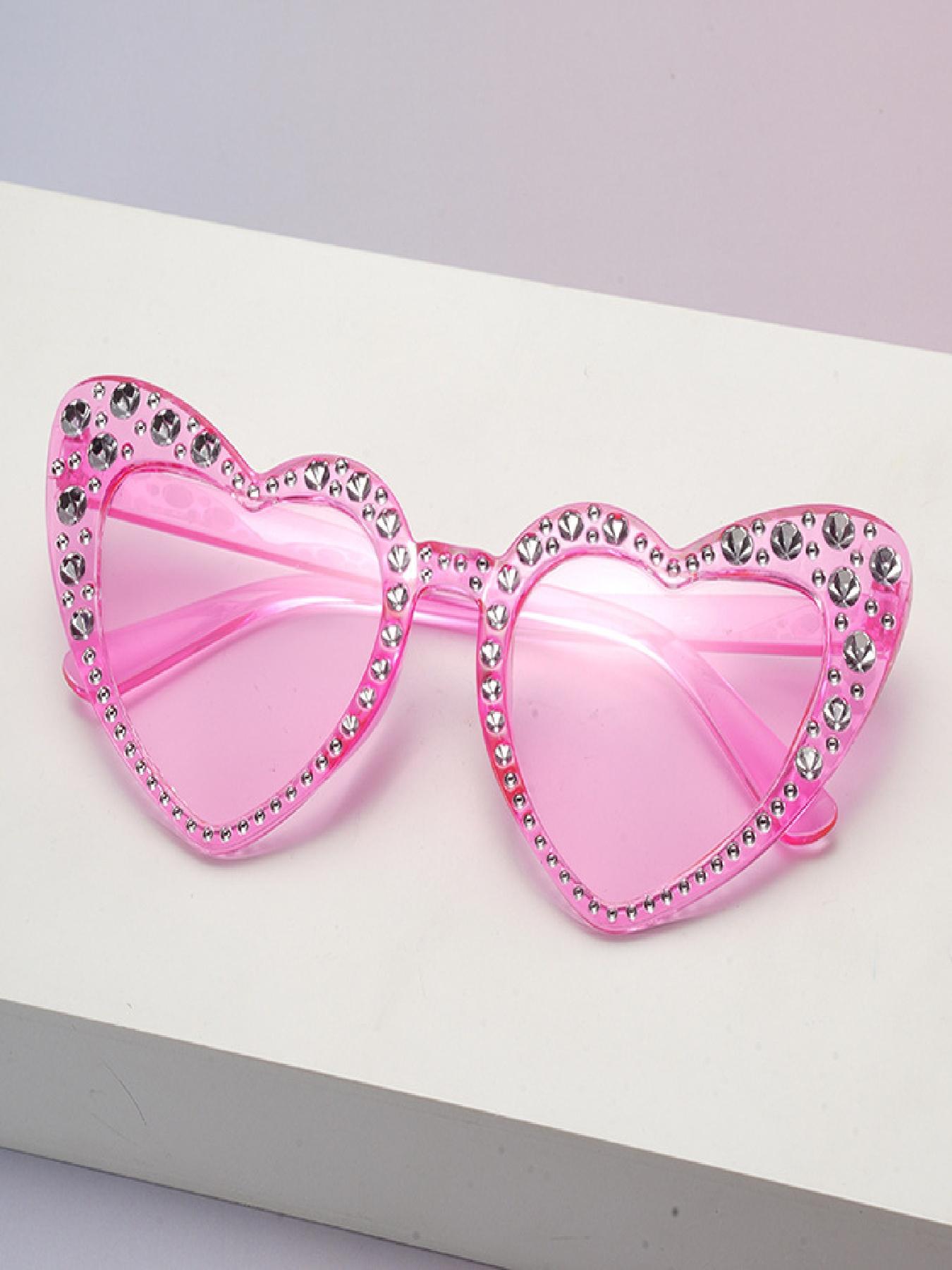 Women's Fashion Heart-Shaped Full Frame Glasses, Lightweight Luxury Style with Faux Pearls Design, Trendy Decorative Eyewear