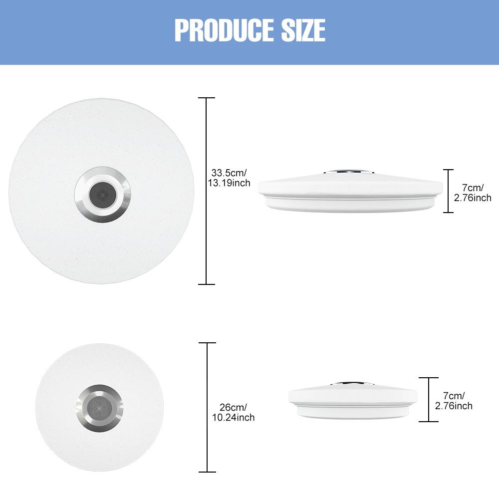 RGB LED Bluetooth Ceiling Light DSP Music Melody Player BT APP Control 256Colors Dimmable 100-240V Smart Timer Switch Memory Function Bedroom Living Room Colorful Atmospheric Night Lamp Festival Party Mlticolor Mood Rhythm Decoration Lighting with Remote