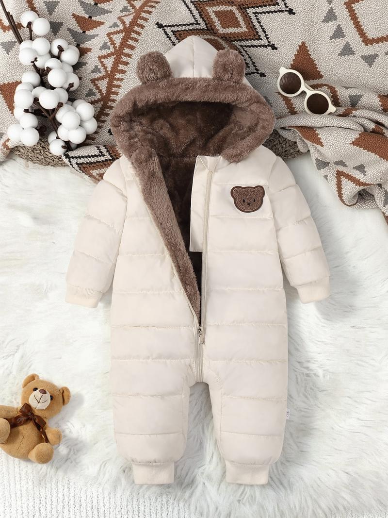 Cute Bear Thickened Warm Baby Winter One-Piece, Outdoor Snowsuit, Casual Fashion, All-Match, Halloween Thanksgiving Christmas Gift