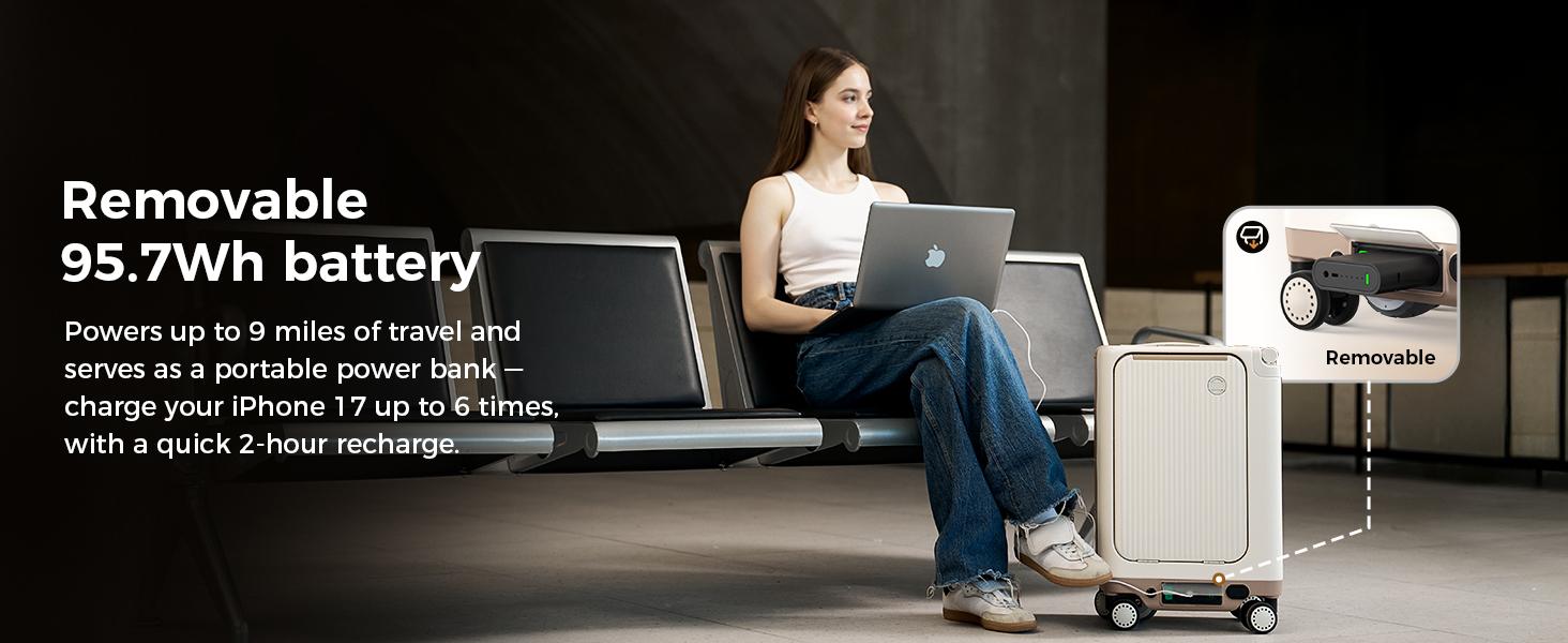 【Flight-Approved】38L Smart Rideable Electric Luggage Scooter - Reinforced Anti-Bend Handle, High-Strength Suspension Wheels & Rust-Resistant