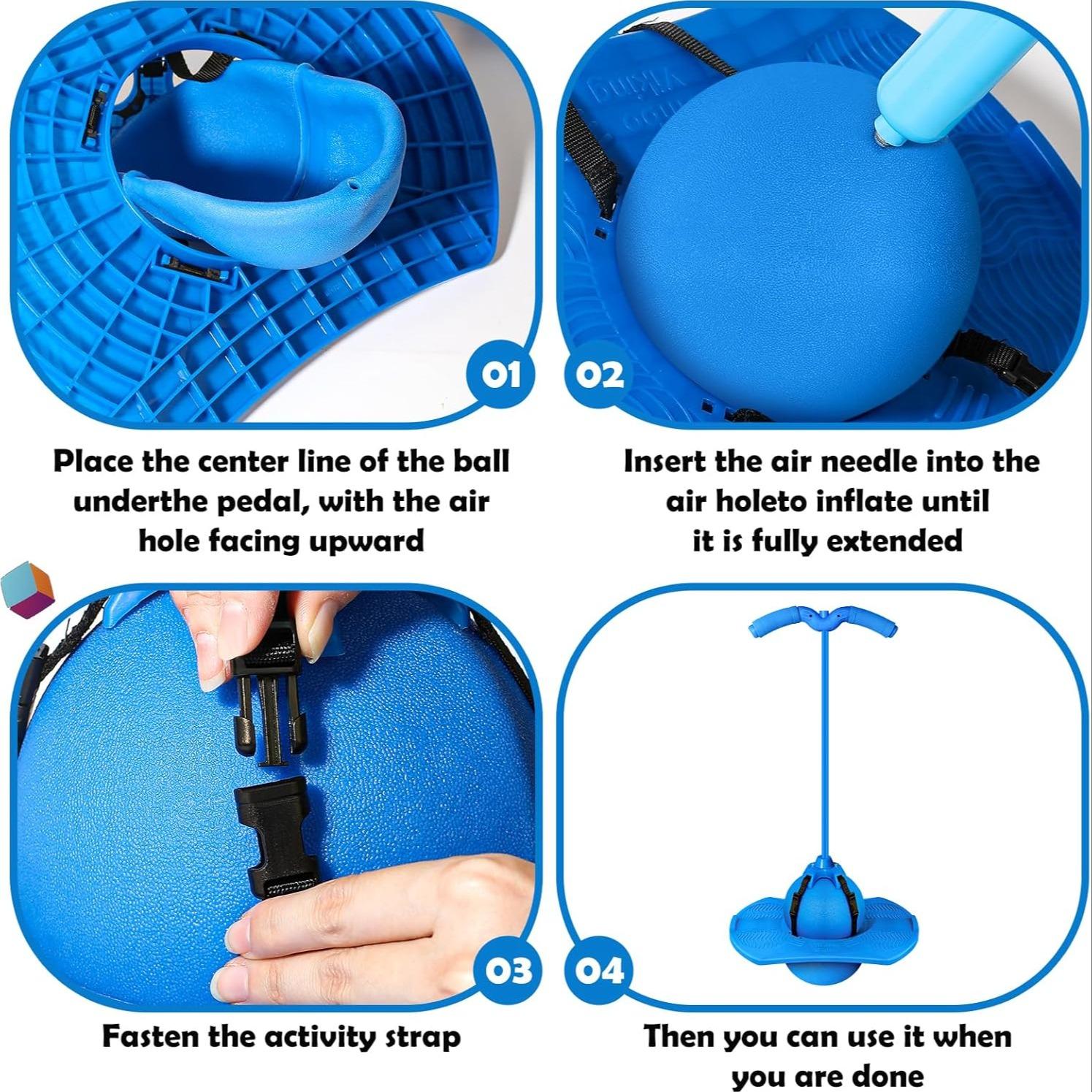 Pogo Jumper with Handle and Ball Pump, High-Bounce Trick Board Pogo Ball Toy with Safety Features, Fun Jumping Toy for Kids, Boys, Girls and Adults