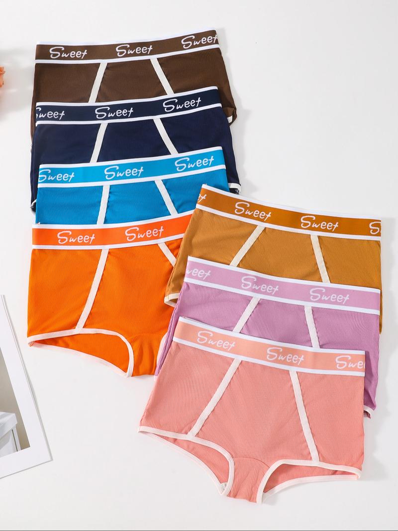 Women's Letter Tape Boyshorts, Breathable Comfortable Panty for Daily Wear, Women's Underwear for All Seasons, Casual Elegant Panty, Casual Soft Panties