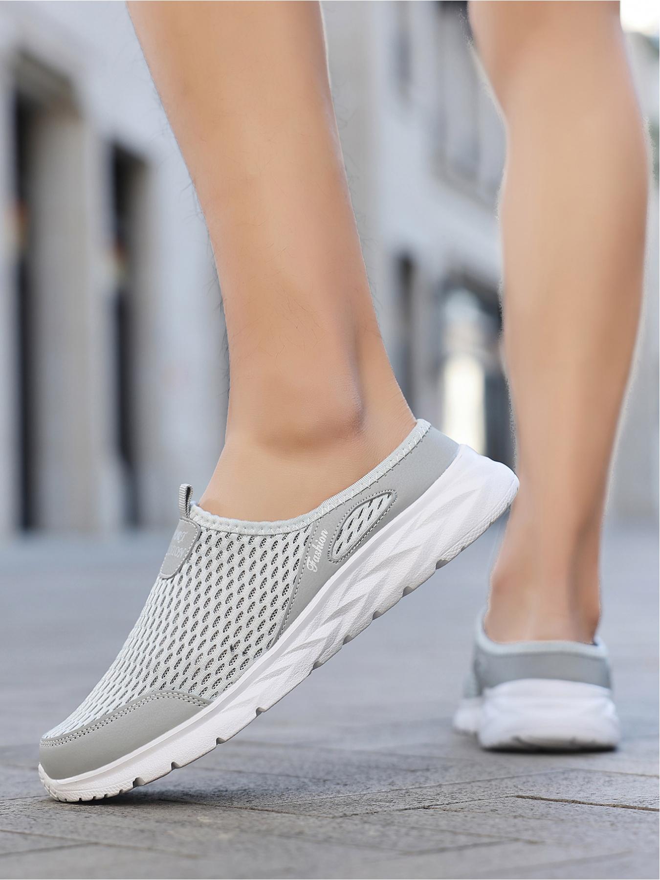 Plus Size Men's All-Black Mesh Mule Casual Shoes, Breathable Comfort Style, Hollowed Mesh + Mule Slip-On Design + Soft Non-Slip Sole, Breathable & Refreshing, Plus Size Friendly , Ideal for Plus Size Men's Daily Leisure & Light Outings