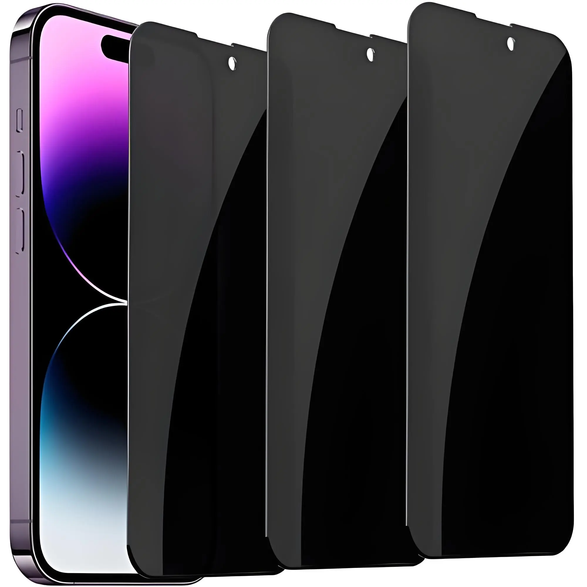 3-Piece Full Coverage Anti-Peeping Tempered Glass Screen Protectors for iPhone 11, 12, 13, 14, 15, 16, 17, Plus, Pro Max, XR, X, XS Privacy Screen Protector Tempered Glass with 9H Hardness Scratch Resistance Durable Phone Accessory
