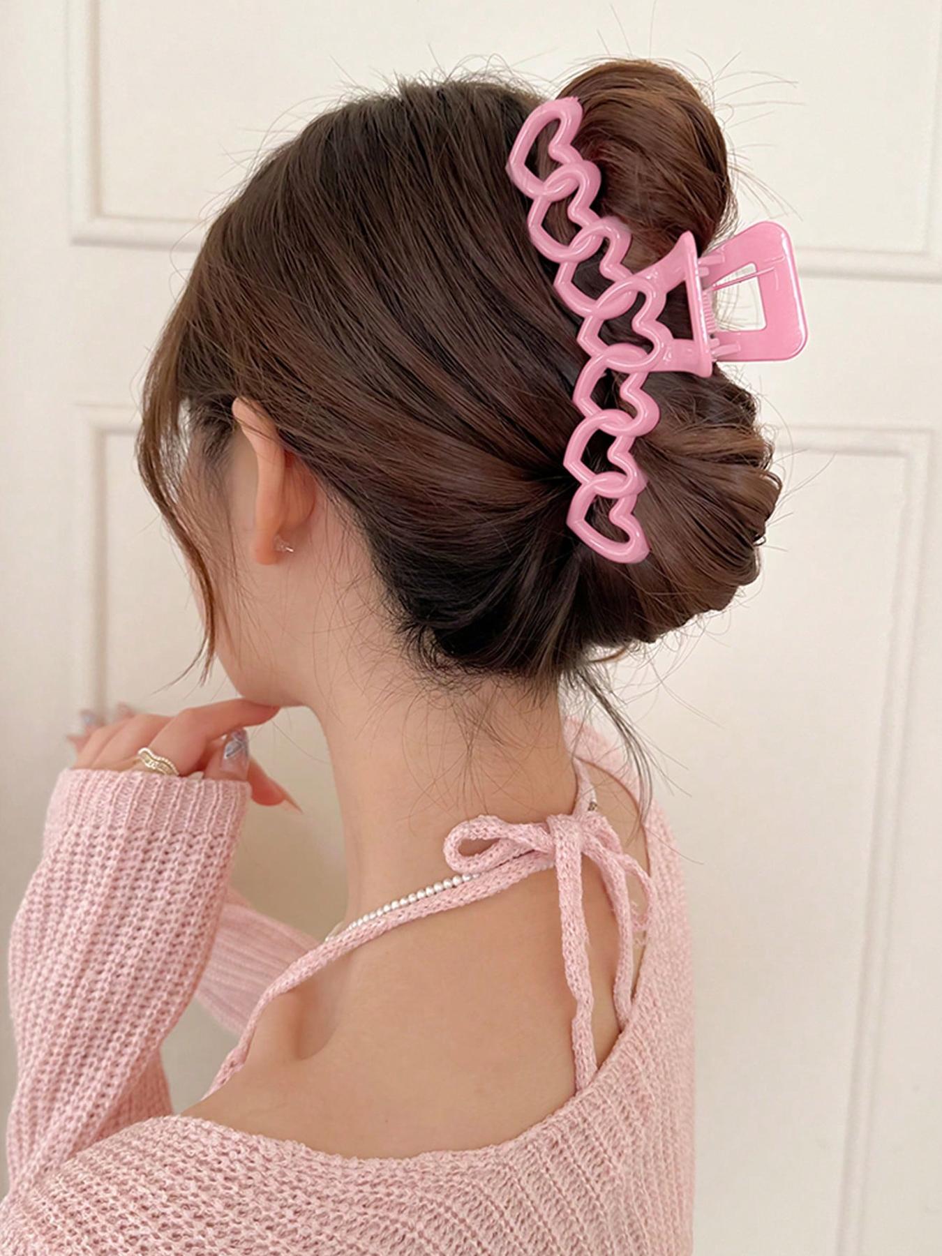 Heart Shaped Hair Claws, Elegant Hollow Out Design Hair Claws, Heart Themed Hair Claws, Fashion Hair Accessories for Women & Girl, Claw Clip