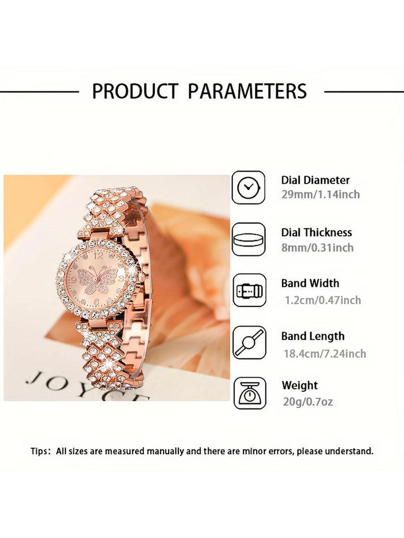 1 piece of fashionable Roman pattern diamond inlaid women's watch, women's watch quartz watch bracelet, women's watch paired with 1 trendy and versatile heart-shaped skeleton bracelet Exquisite Watch Set 1 piece of fashionable Roman pattern diamond inlaid women's watch, women's watch quartz watch bracelet, women's watch paired with 1 trendy and versatile heart-shaped skeleton bracelet Exquisite Watch Set