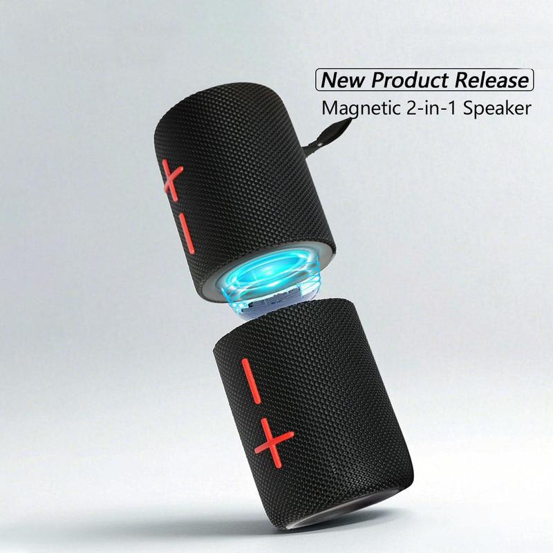 2-In-1 Magnetic Wireless Speaker, High-Fidelity Sound, Ipx6 Waterproof, 24-Hour Battery Life, Perfect for Outdoor Use & Travel