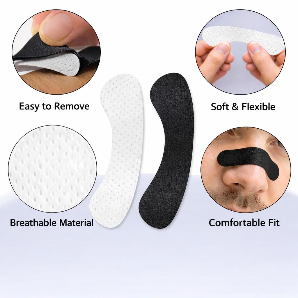 30pcs Comfortable Nose Strips for Night Use, Extra Strength Adhesive Strips, Ideal for Daily Use, Breathable & Secure Fit