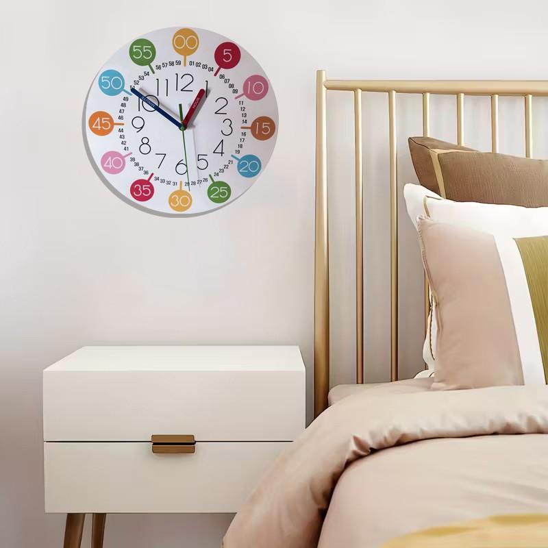 Digital Cognitive Wall Clock, Multicolor Number Disk Design, Ideal Home Office Decor, Educational Time Clock for Classroom Family Office Use