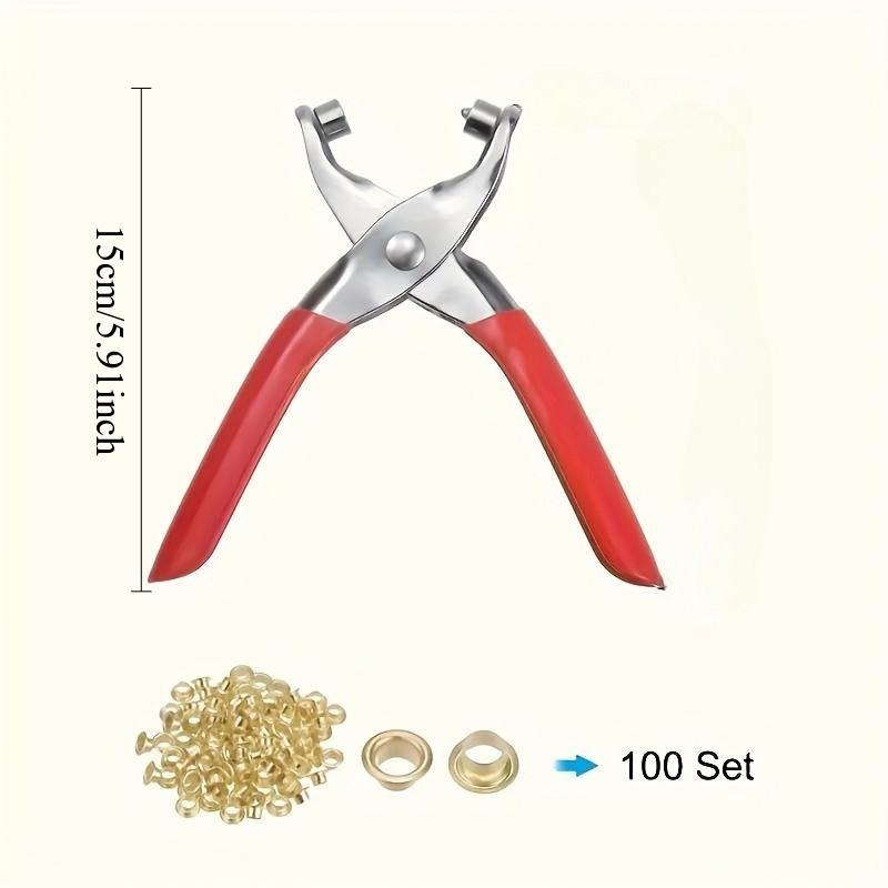 101pcs 4.5mm Golden Grommet Tool Kit - Professional DIY Eyelet Punch Pliers Set for Faux Leather, Fabric, and Belt with 100 Metal Eyelets, Washers, and Portable Hand Press - Ideal for Tarp Hole Punch, Rivet Press, and Crimper Tasks Sewing Tools