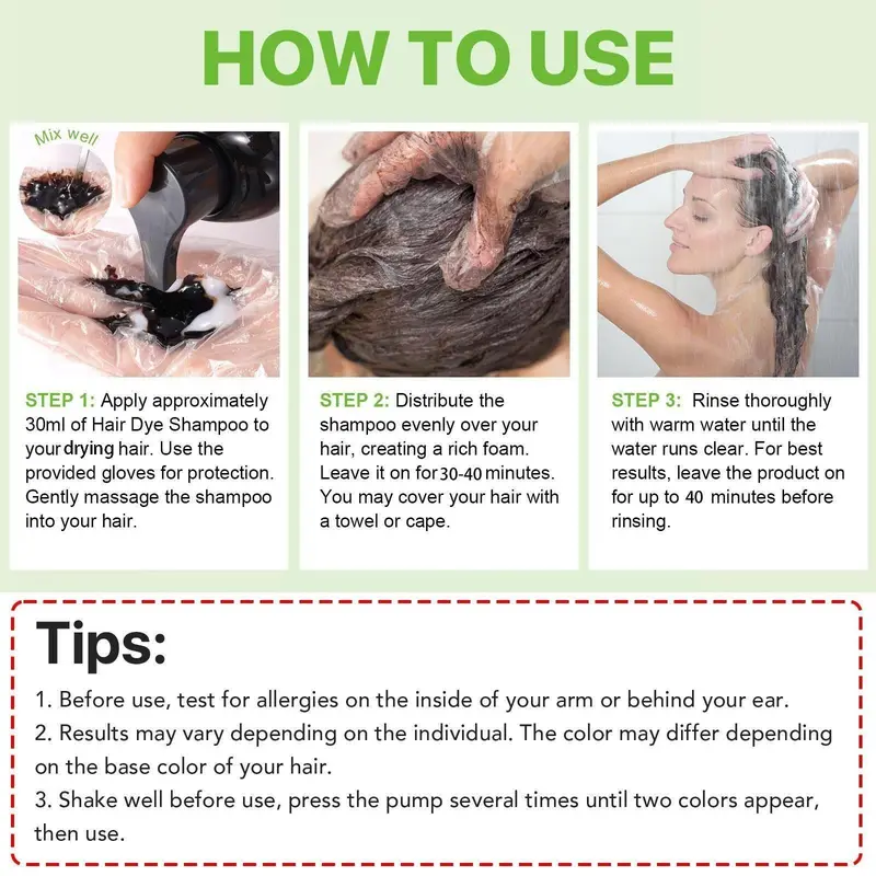 SEFUDUN 3-in-1 Hair Color Shampoo, Hair Dye Shampoo provides coverage for gray hair, covering at the roots, temples, and all over, the color looks natural and lasts, with natural results