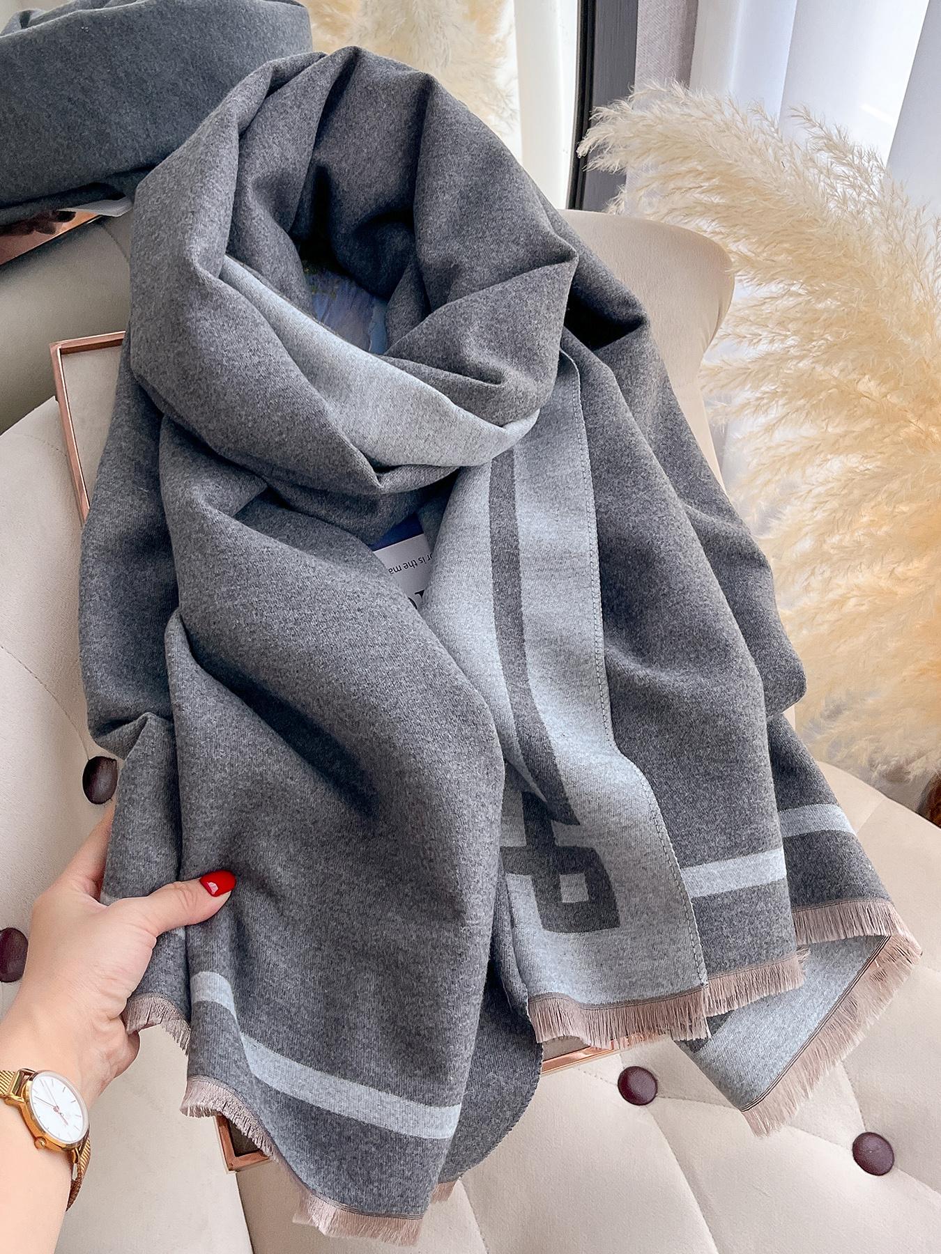 Women's Elegant Fall Winter Scarf, Dual-Sided Plain Woven Shawl, Warm Fashion Accessory for Casual & Formal Wear