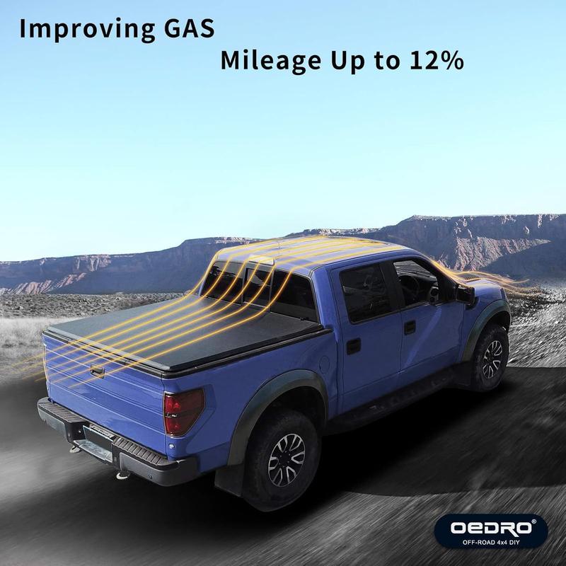 oEdRo Soft Quad Fold Tonneau Cover Four Fold Truck Bed Covers Compatible with 2009-2025 Dodge Ram 1500 (Inclu. Classic & New) 5.6' Bed Without Ram Box