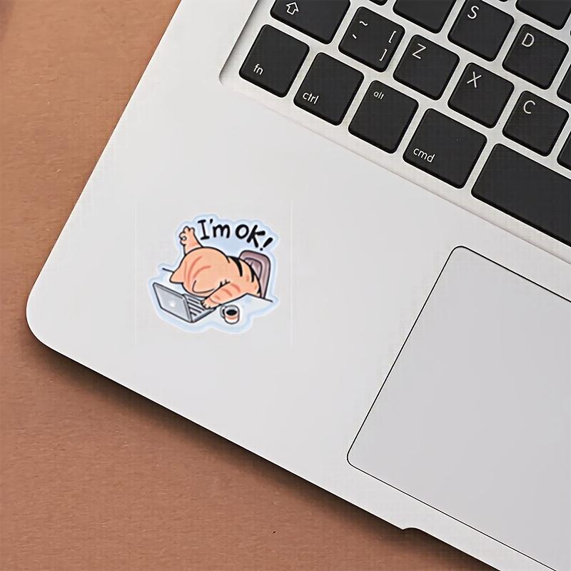 A "I'M Fine" Cat Sticker - Glossy Hollow Design, Suitable for Laptops, Water Bottles, And Phones - Durable Accessory And Gift, Notebook Decoration
