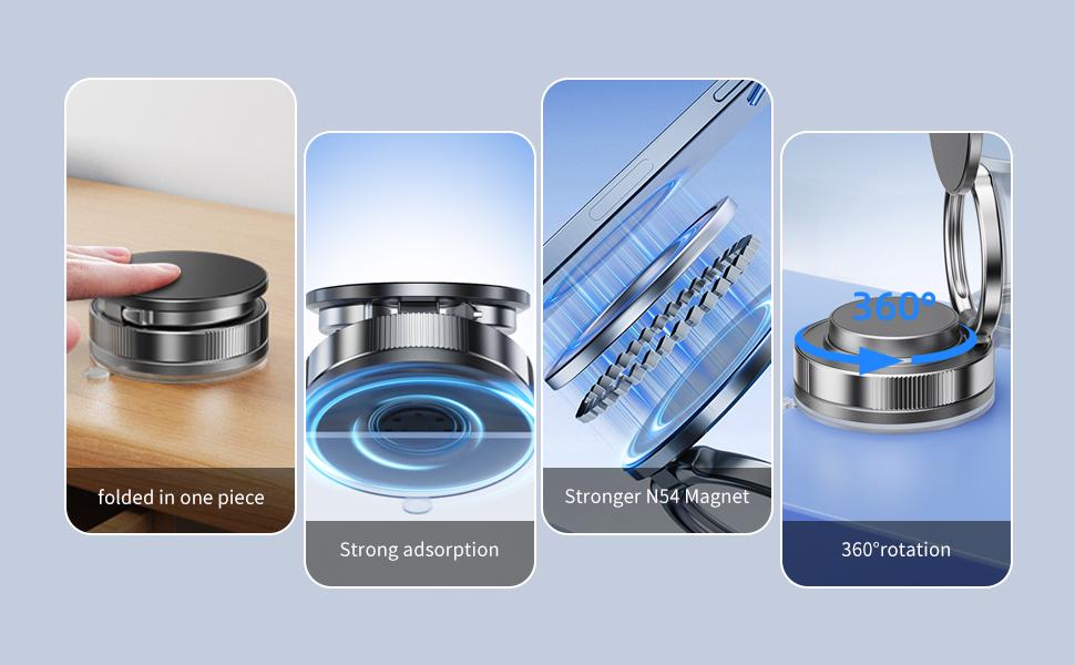 Magnetic Car Phone Holder Compatible with Magsafe, 360 Rotatable Vacuum Suction Cup Car Mount Dashboard, Magnet Cell Phone Holders for Your Car Fit for iPhone 16 Pro Max 16 Pro 16 15 14 13 12 | Any Smarphones