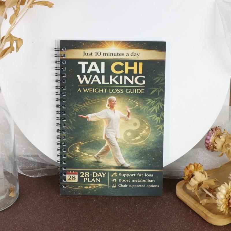 Tai Chi Walking Weight Loss Guide, 28-Day Plan, 10 Minutes Daily, Spiral Binding Book, Boost Metabolism, Support Elderly and Adults